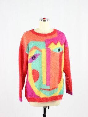 Vintage 80's RENEE TENER for JEANNE PIERRE Art Picasso Mohair Sweater, Size M
